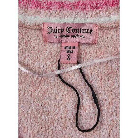 NWOT Juicy Couture Varsity Knit plush Crop Lifestyle Cardigan cozy y2k sweater S - Picture 5 of 8
